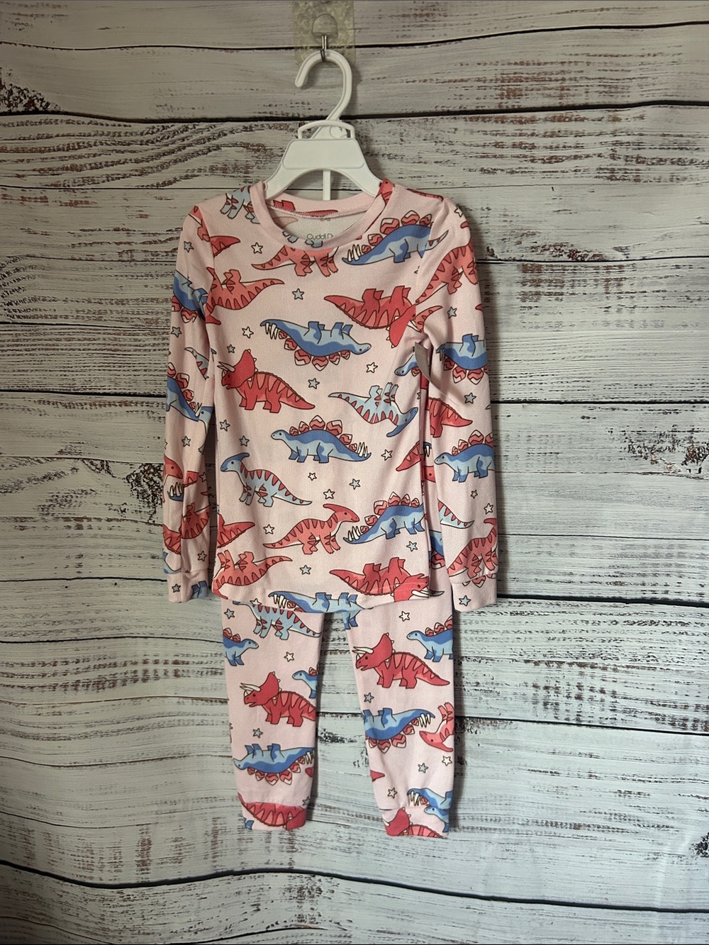 NWT Cuddl Duds Pink Dinosaur Print Kids Pajama Set size 5t
